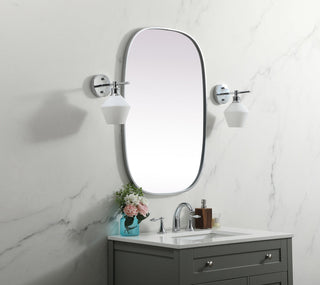 Metal Frame Oval Mirror 24x36 Inch in Silver