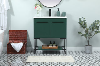 30 inch Single bathroom vanity in green