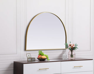 Metal Frame Arch Mirror 33x24 Inch in Brass