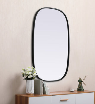 Metal Frame Oval Mirror 24x36 Inch in Black