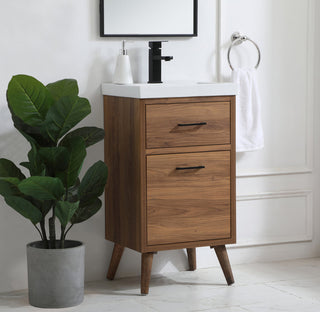 18 inch bathroom vanity in walnut brown