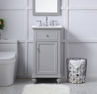 19 inch Single Bathroom vanity in light grey with ivory white engineered marble