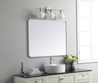 Soft corner metal rectangular mirror 30x36 inch in White