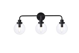 Hanson 3 lights bath sconce in black with clear shade