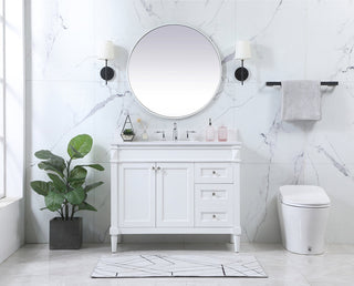 42 inch Single bathroom vanity in white with backsplash