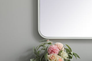 Soft corner metal rectangular mirror 24x40 inch in White