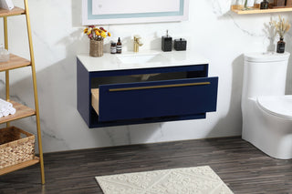 40 inch Single bathroom vanity in blue with backsplash