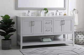 60 inch Double Bathroom Vanity in Grey