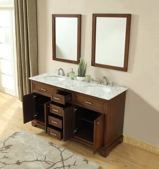 60 In. Double Bathroom Vanity Set In Teak