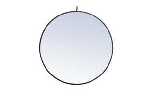 Metal frame Round Mirror with decorative hook 32 inch Black finish