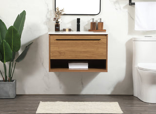 30 inch Single bathroom vanity in walnut brown