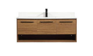 48 inch Single bathroom vanity in walnut brown with backsplash