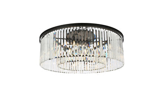 Sydney 10 light Matte Black Flush Mount Clear Royal Cut Crystal