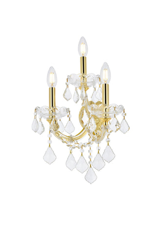 Maria Theresa 3 light Gold Wall Sconce Clear Royal Cut Crystal