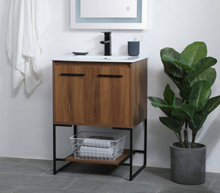 24 inch  Single Bathroom Vanity in Walnut Brown