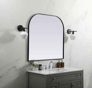 Metal Frame Arch Mirror 40x38 Inch in Black