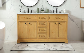 60 inch double bathroom vanity in natural wood