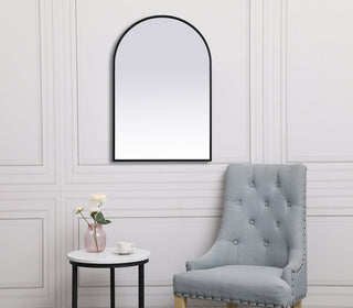 Metal Frame Arch Mirror 24x36 Inch in Black