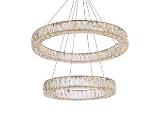 Monroe 28 inch LED double ring chandelier in gold