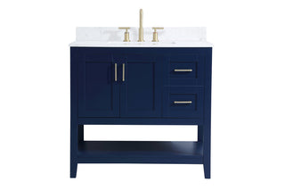 36 inch Single Bathroom Vanity in Blue with Backsplash