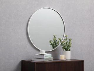 Metal frame round mirror 24 inch in White