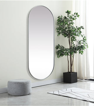 Metal Frame Oval Mirror 30x72 Inch in Silver