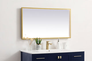 Pier 20x36 inch LED mirror with adjustable color temperature 3000K/4200K/6400K in brass