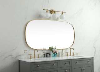 Metal Frame Oval Mirror 30x60 Inch in Brass