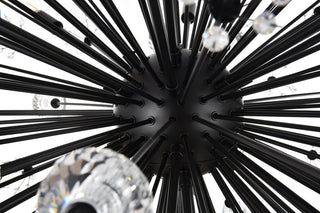 Vera 38 inch crystal starburst round pendant in black