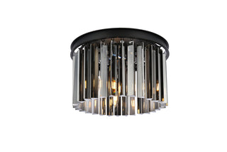 Sydney 3 light Matte Black Flush Mount Silver Shade (Grey) Royal Cut Crystal