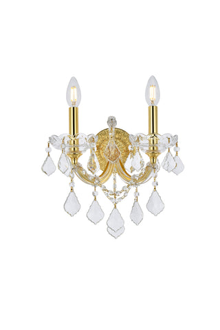 Maria Theresa 2 light Gold Wall Sconce Clear Royal Cut Crystal