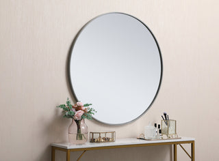 Metal frame round mirror 36 inch Grey