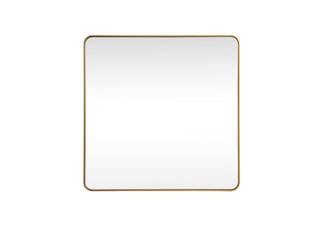 Soft corner metal square mirror 48x48 inch in Brass