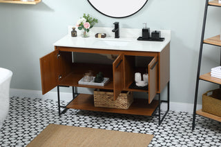 48 inch Single bathroom vanity in teak with backsplash