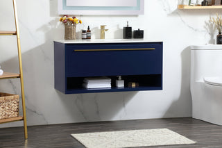 40 inch Single bathroom vanity in blue with backsplash