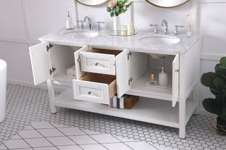 60 in. double sink bathroom vanity set in White