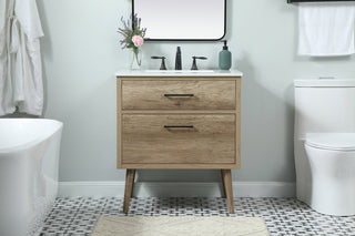 30 inch Single bathroom vanity in natural oak