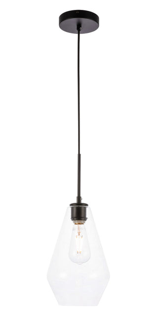 Gene 1 light Black and Clear glass pendant