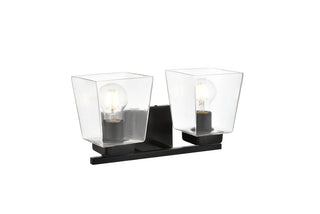 Merrick 2 light Black and Clear Bath Sconce