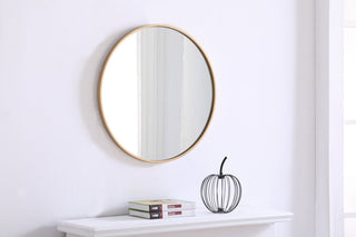 Metal frame Round Mirror 24 inch Brass finish