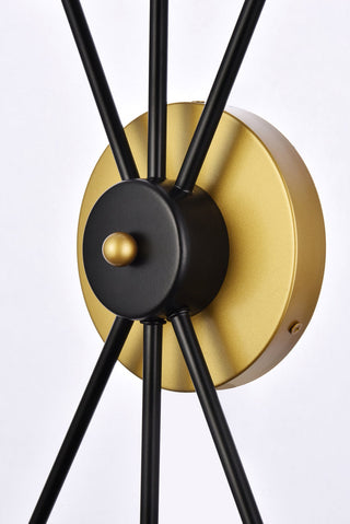 Lucca 11 inch bath sconce in black and brass