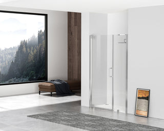 Semi-frameless hinged shower door 48 x 72 Brushed Nickel