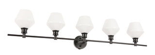 Gene 5 light Black and Frosted white glass Wall sconce