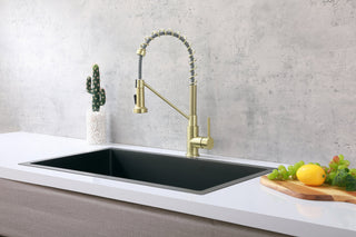 Yara Single Handle Pull Down Sprayer Kitchen Faucet in Brushed Gold