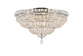 Tranquil 12 light Chrome Flush Mount Clear Royal Cut Crystal