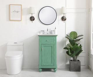 19 inch Single Bathroom vanity in vintage mint with ivory white engineered marble