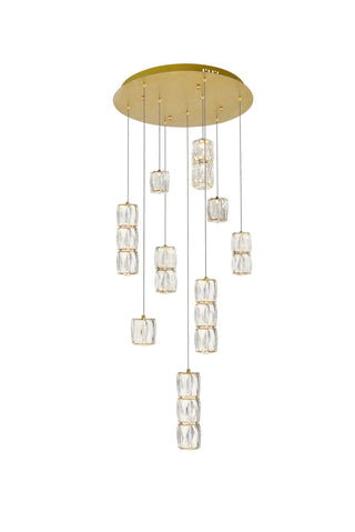 Polaris LED light gold Pendant Clear Royal Cut Crystal