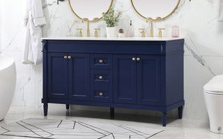 60 inch double bathroom vanity in blue