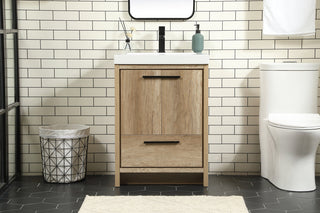 24 inch Single bathroom vanity in natural oak