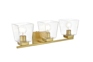 Merrick 3 light Brass and Clear Bath Sconce